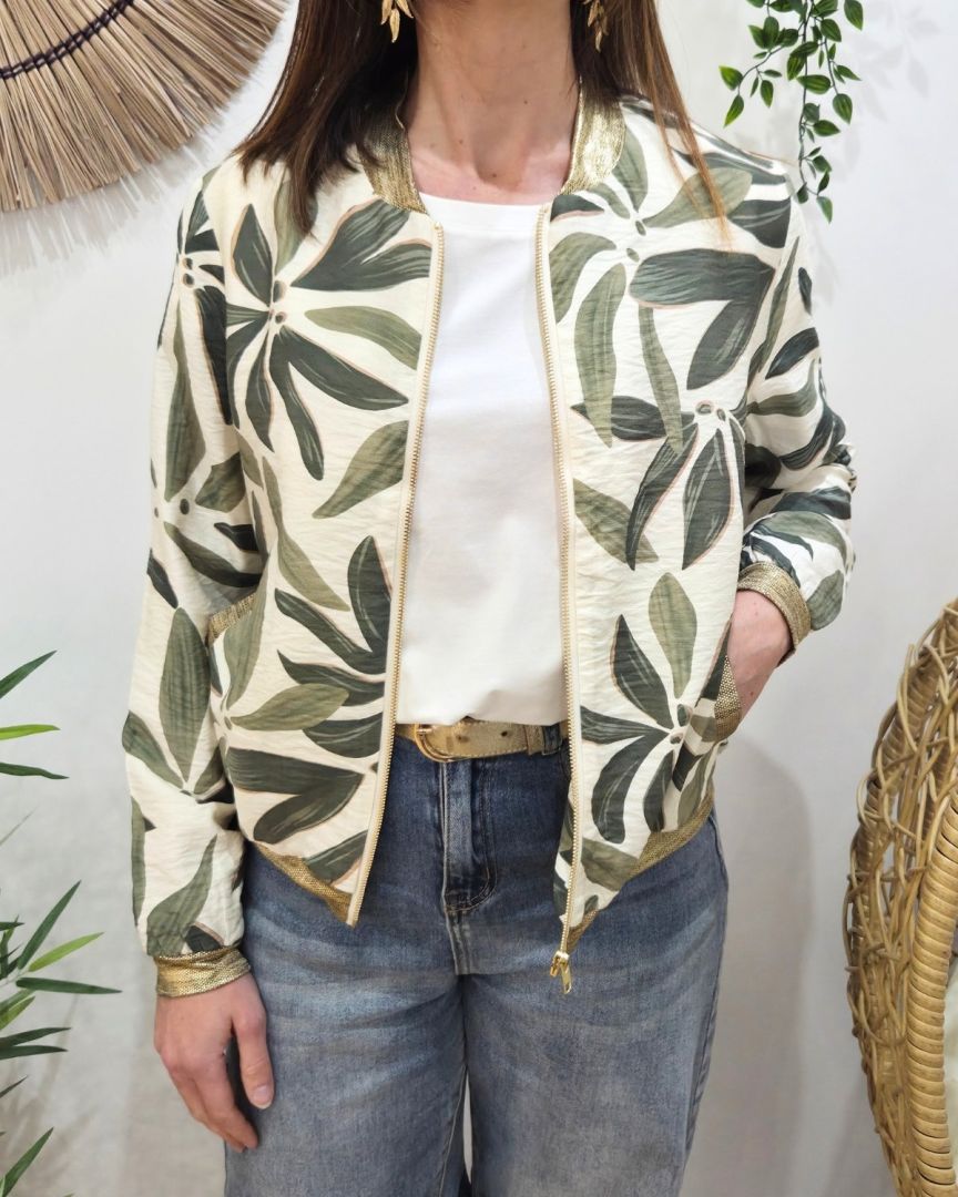 Bombers femme écru et vert Ottavia