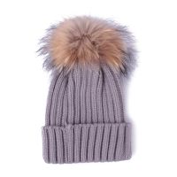 Bonnet à pompon marron et noir