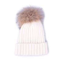 Bonnet à pompon marron et noir
