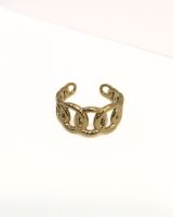 Bague femme acier doré gros maillons entremélés