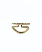 Bague femme acier doré double Juna