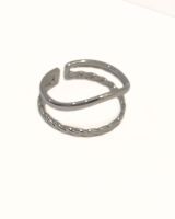 Bague femme acier argenté double Juna