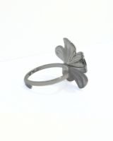 Bague femme acier argenté fleur