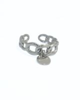 Bague femme acier argenté maille et pampille 