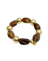 Bracelets femme résine camel et billes dorées