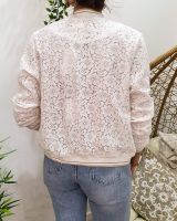 Bombers femme écru dentelle floral mi-saison léger