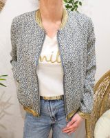 Bombers femme écru fleurs bleues Anya