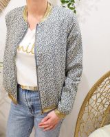 Bombers femme écru fleurs bleues Anya