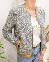Bombers femme écru fleurs bleues Anya