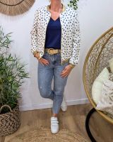 Bombers femme écru et bleu marine Nahélys