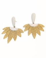 Boucles d'oreilles femme acier doré émail blanc Germaine