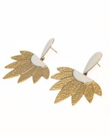 Boucles d'oreilles femme acier doré émail blanc Germaine