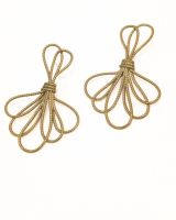 Boucles d'oreilles femme acier doré fleurs nouées