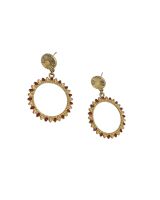Boucles d'oreilles femme acier doré cercle gouttes bordeaux