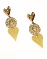 Boucles d'oreilles femme pendantes acier doré coeur résine