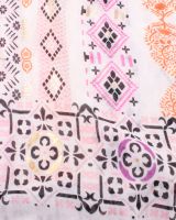 Echarpe blanche motifs roses oranges mauves et dorés Failladi