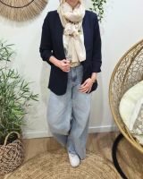 Foulard femme beige fleurs brodées dorées