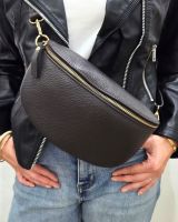 Sac banane femme cuir effet craquelé bandoulière