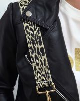Sac banane femme moumoute broderie AMOUR sangle léopard dorée