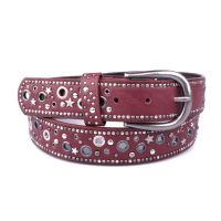 Ceinture rouge bordeaux  clous étoiles Percili