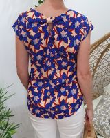 Blouse femme dos noué bleu Lynn