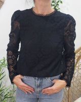 Blouse femme noire broderies anglaises Géraldine
