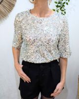 Blouse femme à sequins argents