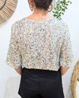 Blouse femme à sequins argents