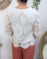 Blouse femme manches courtes dentelle blanc
