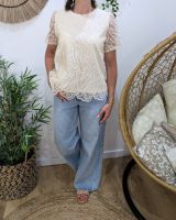 Blouse femme brodées beige Lumi