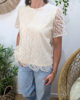 Blouse femme brodées beige Lumi