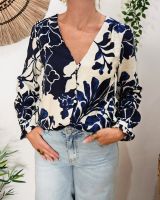 Blouse femme marine et écrue Willa