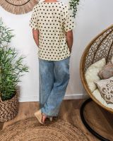 Blouse femme à pois jaune et marron