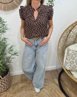 Blouse femme marron à pois écrus Enora