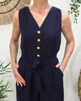 Combinaison femme marine boutons dorés Sira