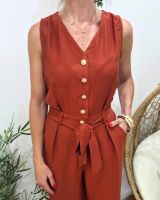 Combinaison femme terracotta boutons dorés Sira