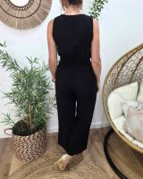 Combinaison femme noire boutons dorés Sira