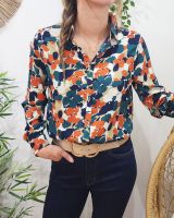 Chemisier femme vert rouille bleu Véronica