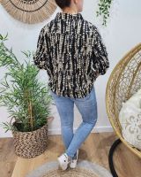 Chemisier femme imprimé serpent noir et beige Maïa 