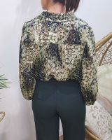 Chemisier femme vert fleuri Suzanna