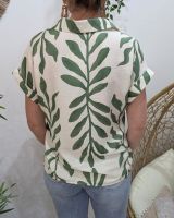 Chemisier femme écru et vert Ismérie manches courtes