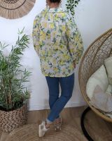 Chemisier femme écru jaune et vert