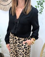 Chemisier femme noir broderies Annick