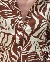 Chemisier femme terracotta et beige feuillages Norina