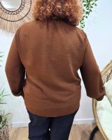 Chemisier femme marron col mao Edena
