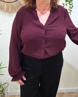 Chemisier femme bordeaux col mao Edena