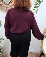 Chemisier femme bordeaux col mao Edena