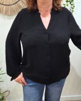 Chemisier femme noir col mao Edena