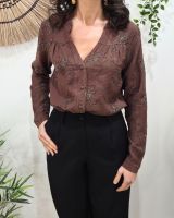 Chemisier brodé femme marron et argenté Izaline