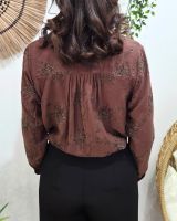 Chemisier brodé femme marron et argenté Izaline